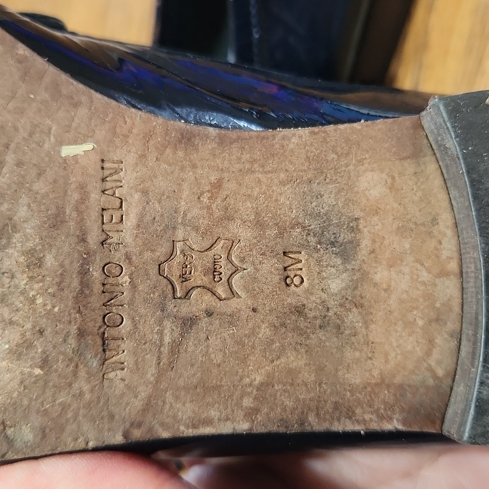 ANTONIO MELANI Navy Patent Leather Penny Loafers - Picture 4 of 6